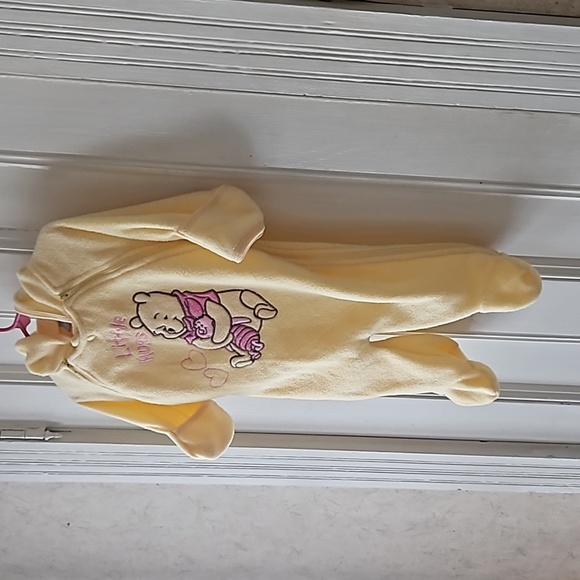 Disney Baby Yellow Pooh and Piglet Fleece Snowsuit 6-9M - Picture 8 of 10